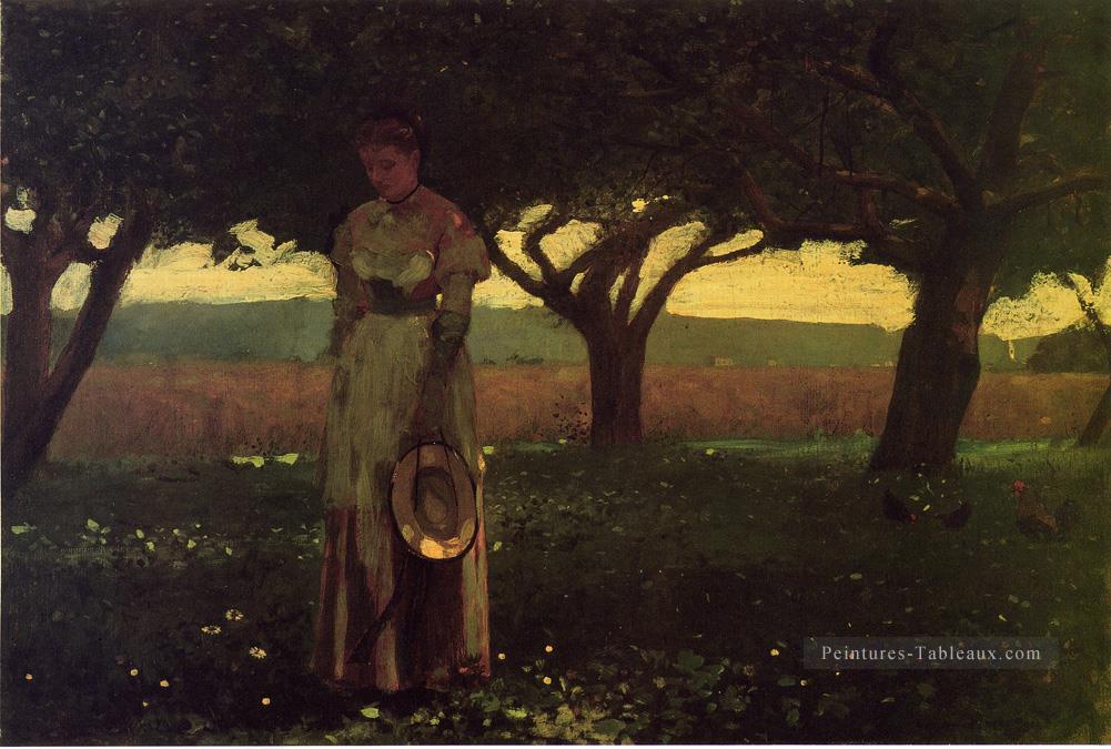 Fille dans le verger réalisme peintre Winslow Homer Peintures à l'huile